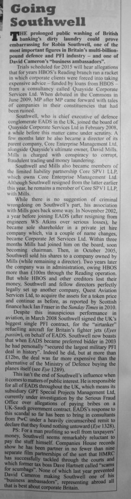 Southwell article from Private Eye 21 Dec 2013