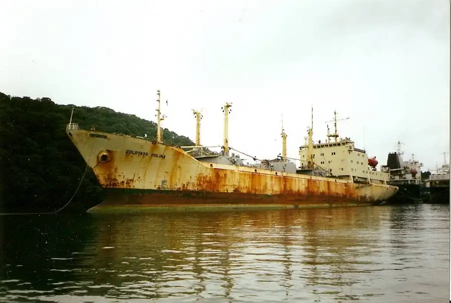 Zolotaya Dolina rusting and laid up in the Fal. Photo Ships Nostalgia