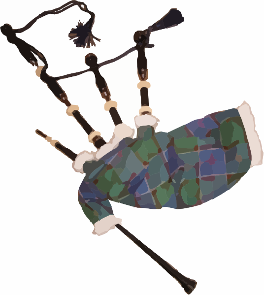 Highland Bagpipes Clip Art by Deluge. File made available under the Creative Commons CC0 1.0 Universal Public Domain Dedication.