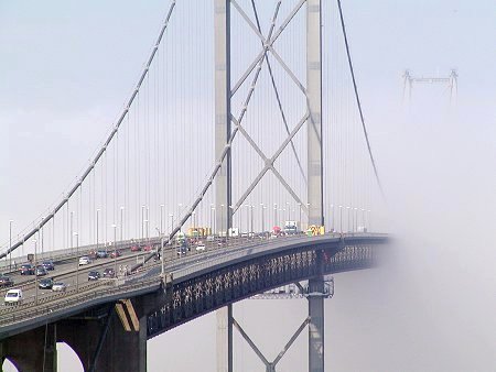 Forth Road Bridge in fog. Photo: Undiscovered Scotland