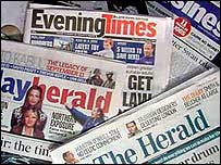 Glasgow Evening Times, The Herald, and Sunday Herald - Newspapers owned by Gannet's Newsquest arm in Scotland, Image courtesy of BBC News