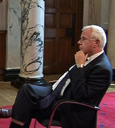 City Minister Paul Myners questioned by Robert Peston inside the Treasury. Photo: BBC