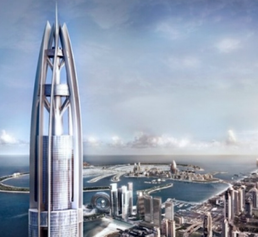 Dubai - the planned 1km high Nakheel Tower. Artist's impression: Nakheel