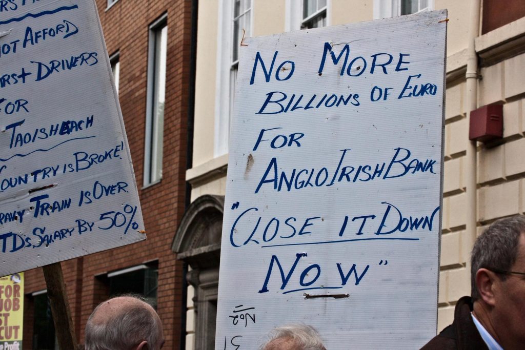 uropean Day Of Action in Dublin, Ireland: No more billions of euros for Anglo Irish Bank. Photo: Willam Murphy, licensed under an Attribution-ShareAlike 2.0 Generic creative commons license
