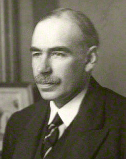 John Maynard Keynes (1883-1946), whose General Theory of Employment, Interest and Money (1936) shaped post-WWII economic policy worldwide. Portrait by Walter Benington, for Elliott & Fry, vintage print, 1920s. Public domain image