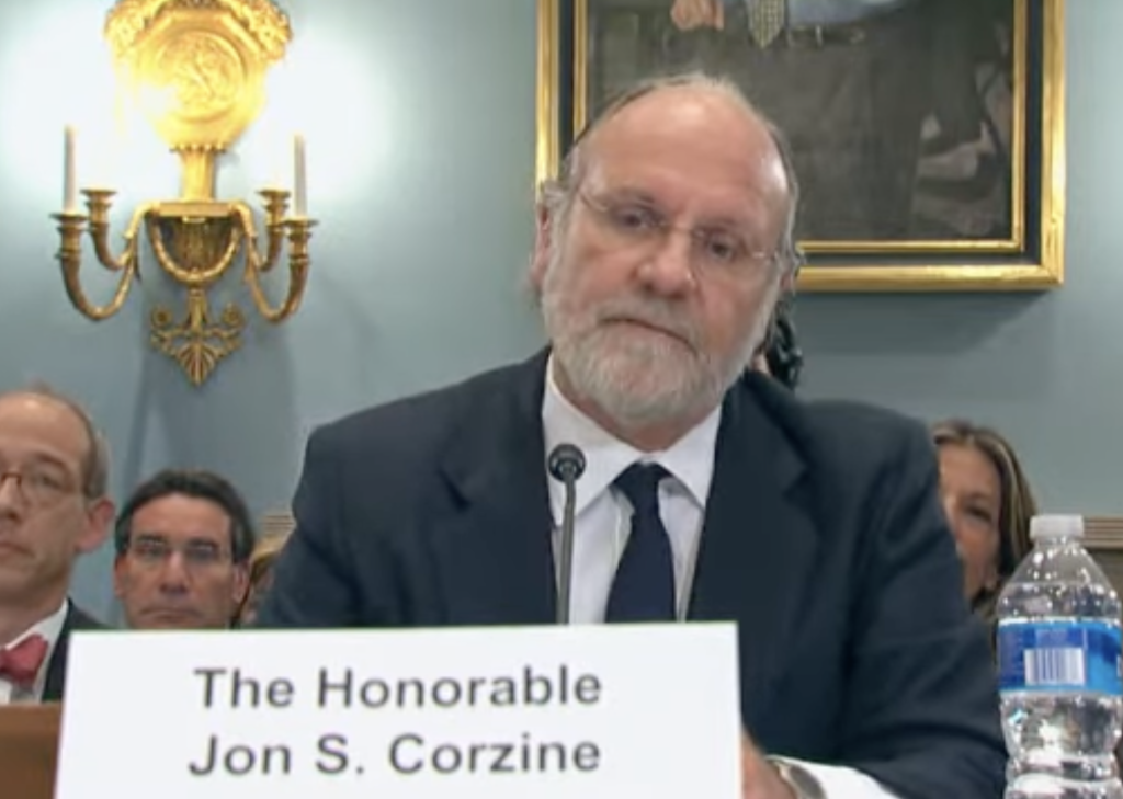 Jon S Corzine was CEO and chairman of derivatives brokerage firm MF Global from March 2010 until its November 2011 collapse