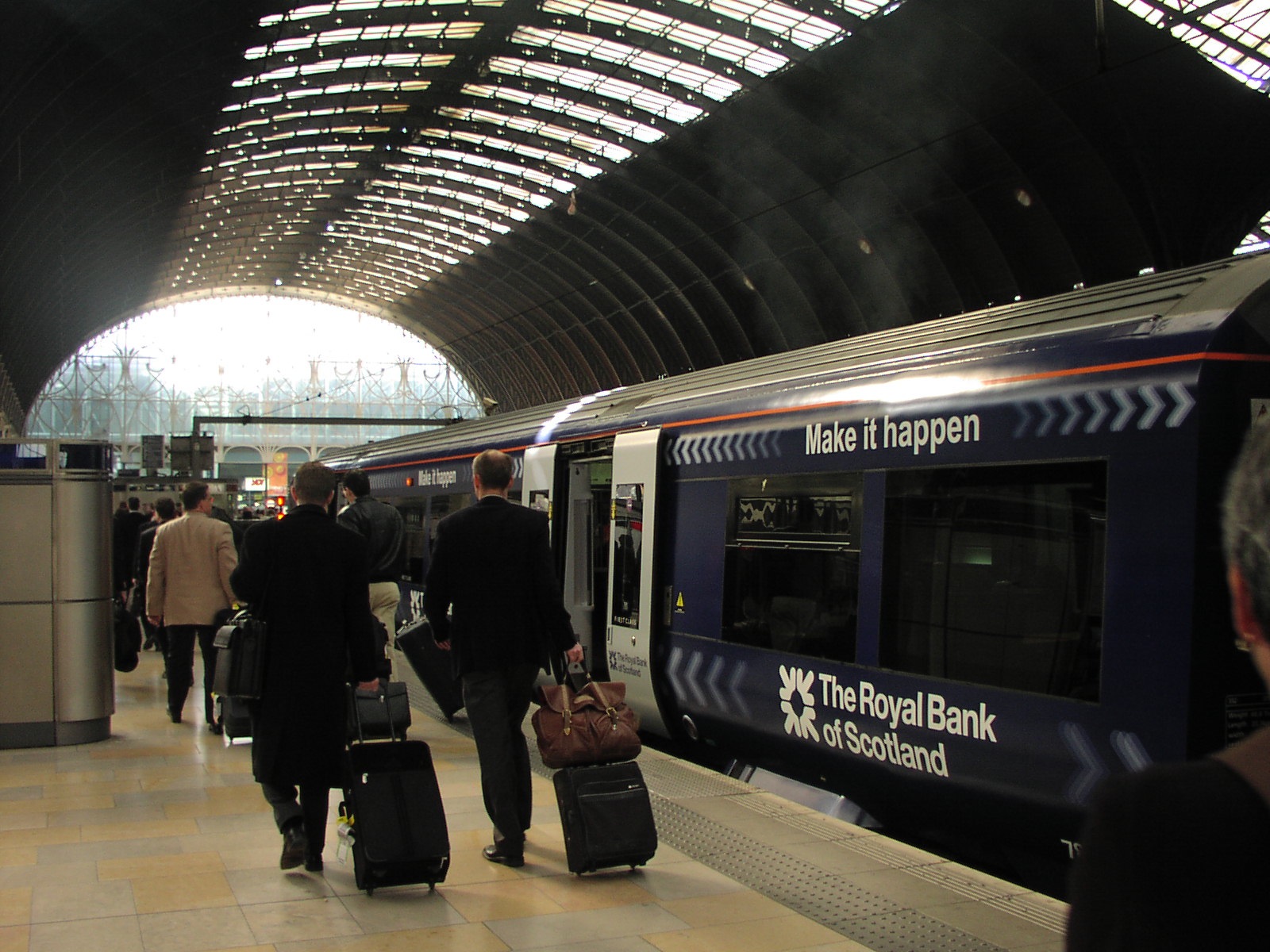 Royal Bank of Scoland’s “Make It Happen” slogan on Heathrow Express train. Photo: Andew Nash. CC BY-SA 2.0